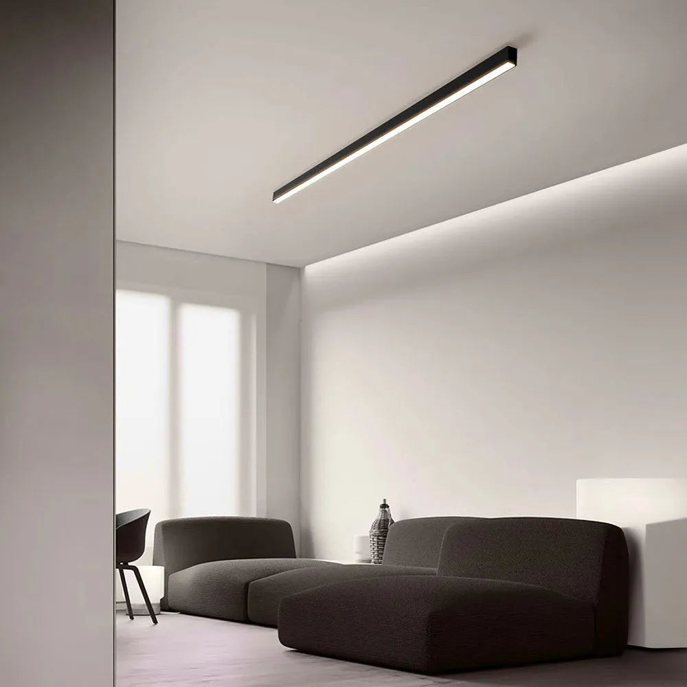 Linear LED Flush Mount Light 47-Inch Contemporary Aluminum Fixture Bedroom Hallway Kitchen Bar Overhead Lighting Slim Profile Low Profile Bl