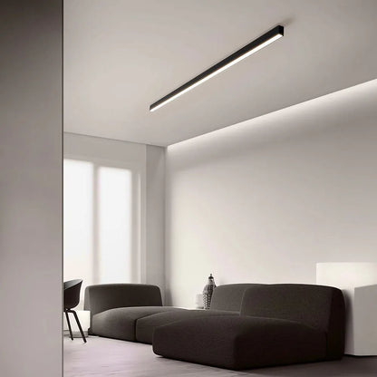 Linear LED Flush Mount Light 47-Inch Contemporary Aluminum Fixture Bedroom Hallway Kitchen Bar Overhead Lighting Slim Profile Low Profile Bl