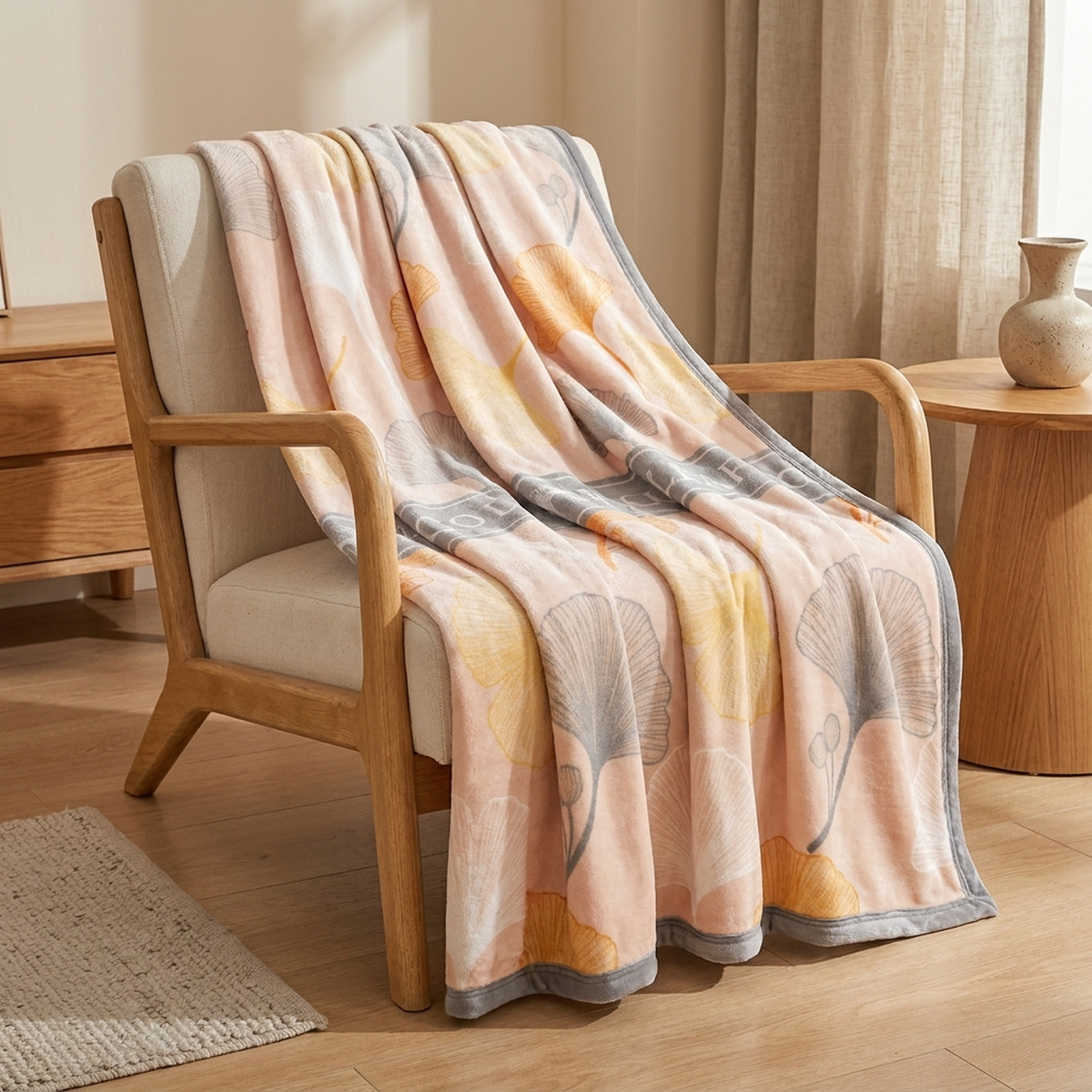 FOLIAGEHUSH – Leaf Throw Blanket for Relaxed Home Comfort