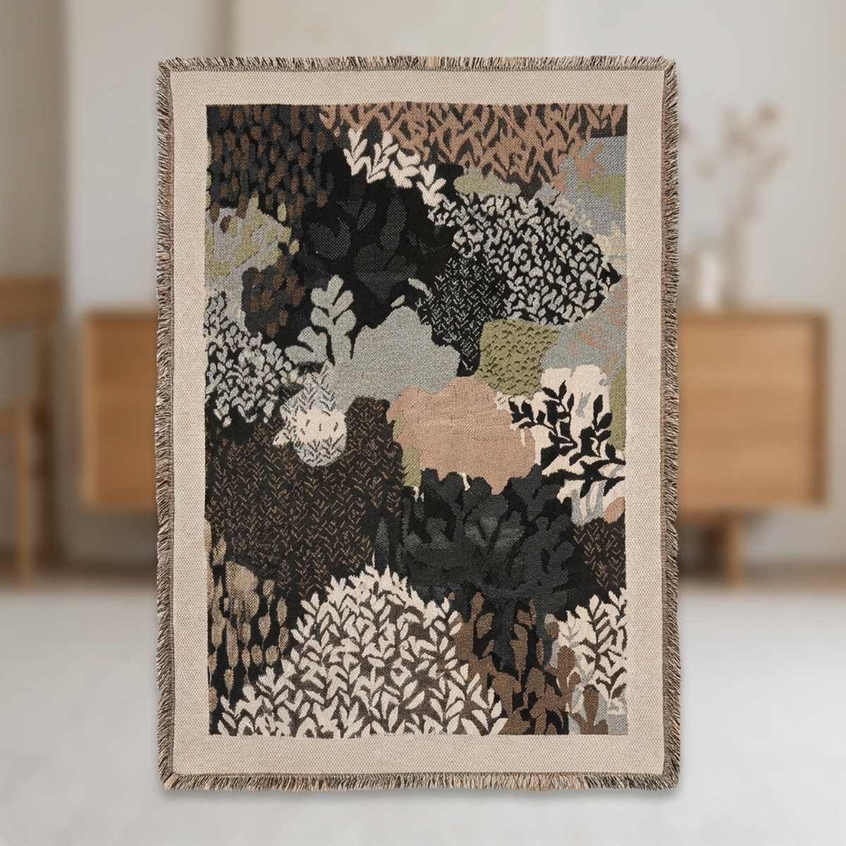 LEAFSCAPE – Abstract Forest Throw Blanket for Artistic Home Style