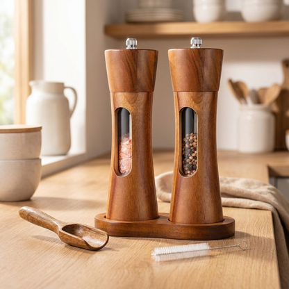 GRINDPEEK – Salt and Pepper Mill with Viewing Window for Convenient Use