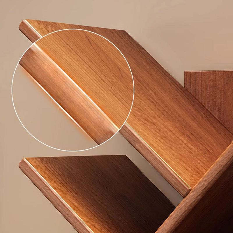 Modern Geometric Storage Tower Shelf Unit 6-12 Open Tiers Walnut Natural Wood for Living Room Study Den Small Spaces