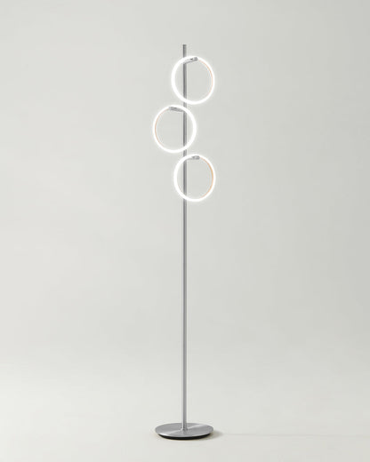 Triple-Ring LED Floor Lamp with Dimmer – 66" Tall Standing Light for Bedroom & Living Areas – Gold Metal Reading Lamp