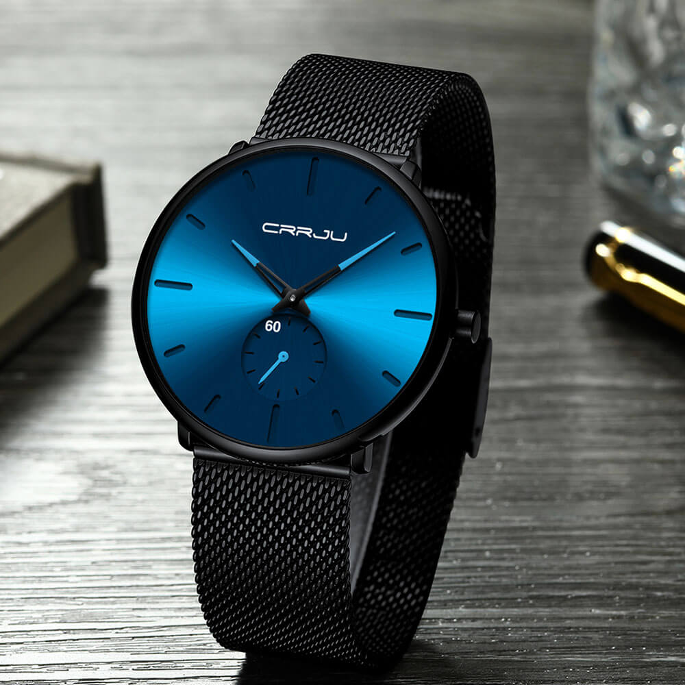 Men's Minimalist Quartz Wristwatch with Hardlex Crystal & Water Resistance for Business Casual Everyday Wear