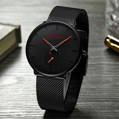 Men's Minimalist Dress Watch with Textured Dial – Slim 7mm Case, Scratch-Resistant Crystal, Water Resistant Quartz Movement for Business &