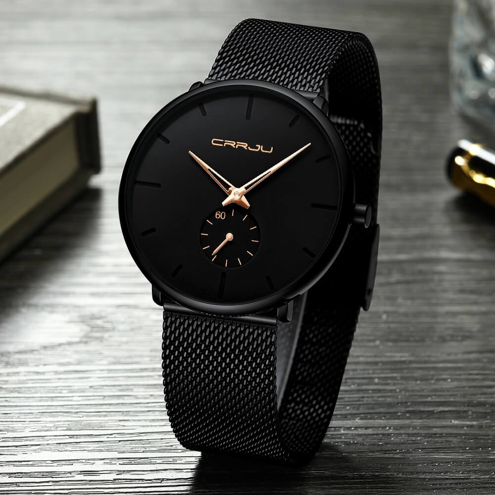 Men's Minimalist Quartz Wristwatch with Hardlex Crystal & Water Resistance for Business Casual Everyday Wear