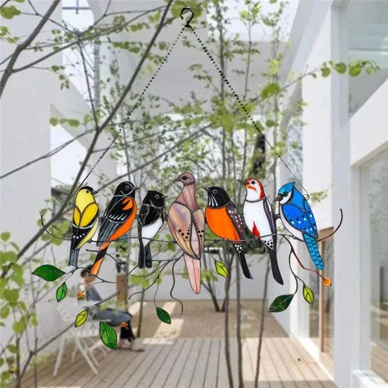 Metal Bird Window Catcher with Rainbow Glass Accents – Hanging Art Décor for Windows, Walls & Shelves