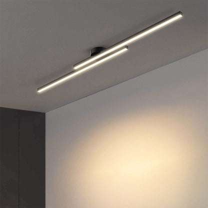 Flush Mount LED Overhead Light | Black Aluminum Linear Low-Profile Fixture for Bedrooms, Entryways & Compact Spaces | Modern Minimalist Desi