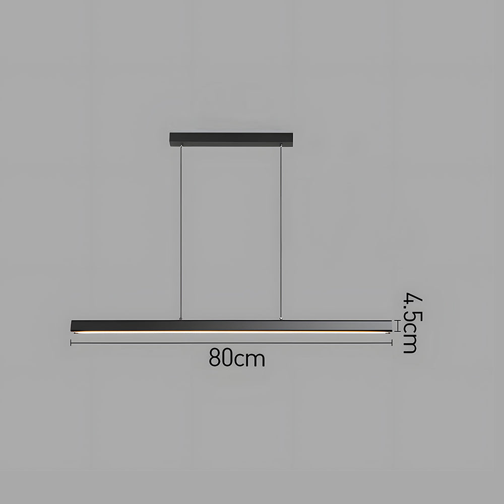 Linear Metal LED Fixture 47 in Black Kitchen Island Overhead Bar Lamp Slim Profile Adjustable Drop Modern Minimalist Style for Dining Room W