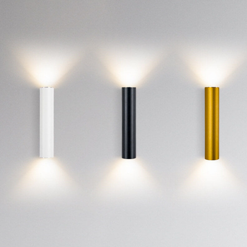 Up-Down LED Wall Light Fixture in Gold, Black or White Aluminum for Hallway, Bedroom & Living Room