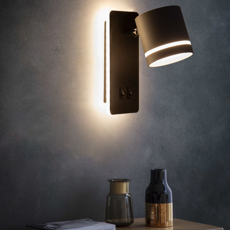Adjustable LED Reading Sconce 3.3 in Iron Spotlight for Bedroom Hallway Modern Hardwired Task Light Rotatable Arm Wall Fixture Black White