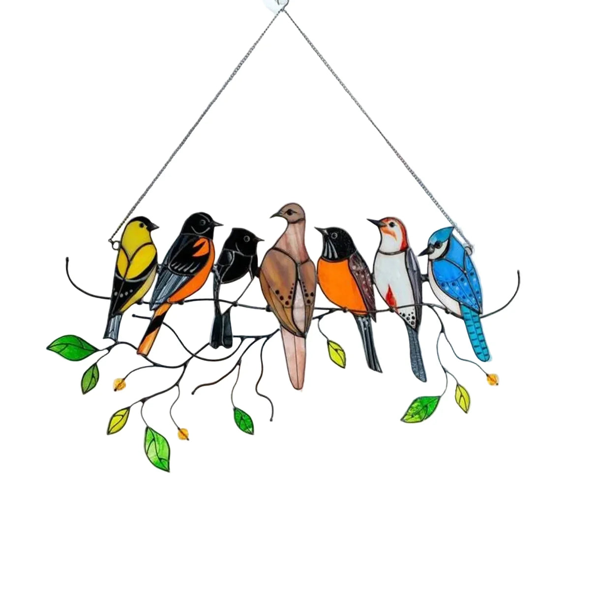 Metal Bird Window Catcher with Rainbow Glass Accents – Hanging Art Décor for Windows, Walls & Shelves