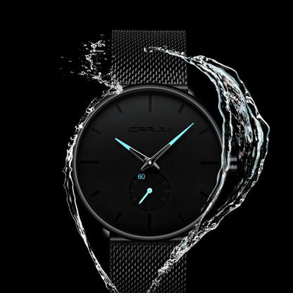Men's Minimalist Dress Watch with Textured Dial – Slim 7mm Case, Scratch-Resistant Crystal, Water Resistant Quartz Movement for Business &