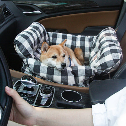Dog Car Seat Booster Bed for Large Pets – Portable Travel Carrier with Shoulder Strap, Washable Cotton Cushion for SUV Truck Sedan – Safe