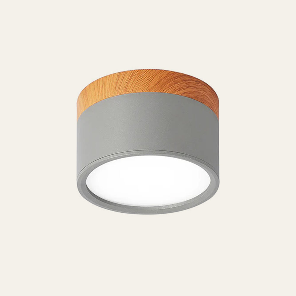 Compact LED Flush Mount Ceiling Light Fixture Wood & Metal Accent for Entryway Hallway Bedroom Kitchen 5W 7W Surface Mount Minimalist Modern