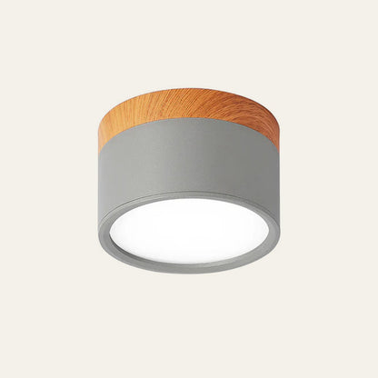 Compact LED Flush Mount Ceiling Light Fixture Wood & Metal Accent for Entryway Hallway Bedroom Kitchen 5W 7W Surface Mount Minimalist Modern