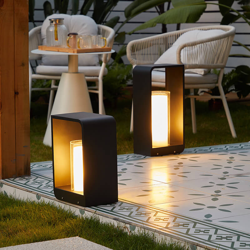 Outdoor Column Path Light – LED Weatherproof Garden Lamp with Rectangular Frame for Patio, Walkway & Landscaping