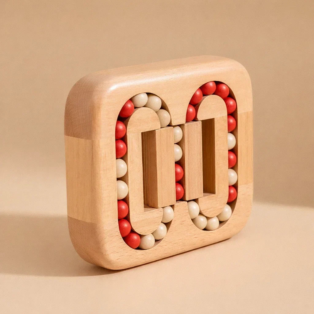 Wooden Ball-Sliding Puzzle Desktop Fidget Game for Focus and Relaxation 5.1 Inch Travel-Friendly Portable Brain Teaser Quiet Handheld Stress