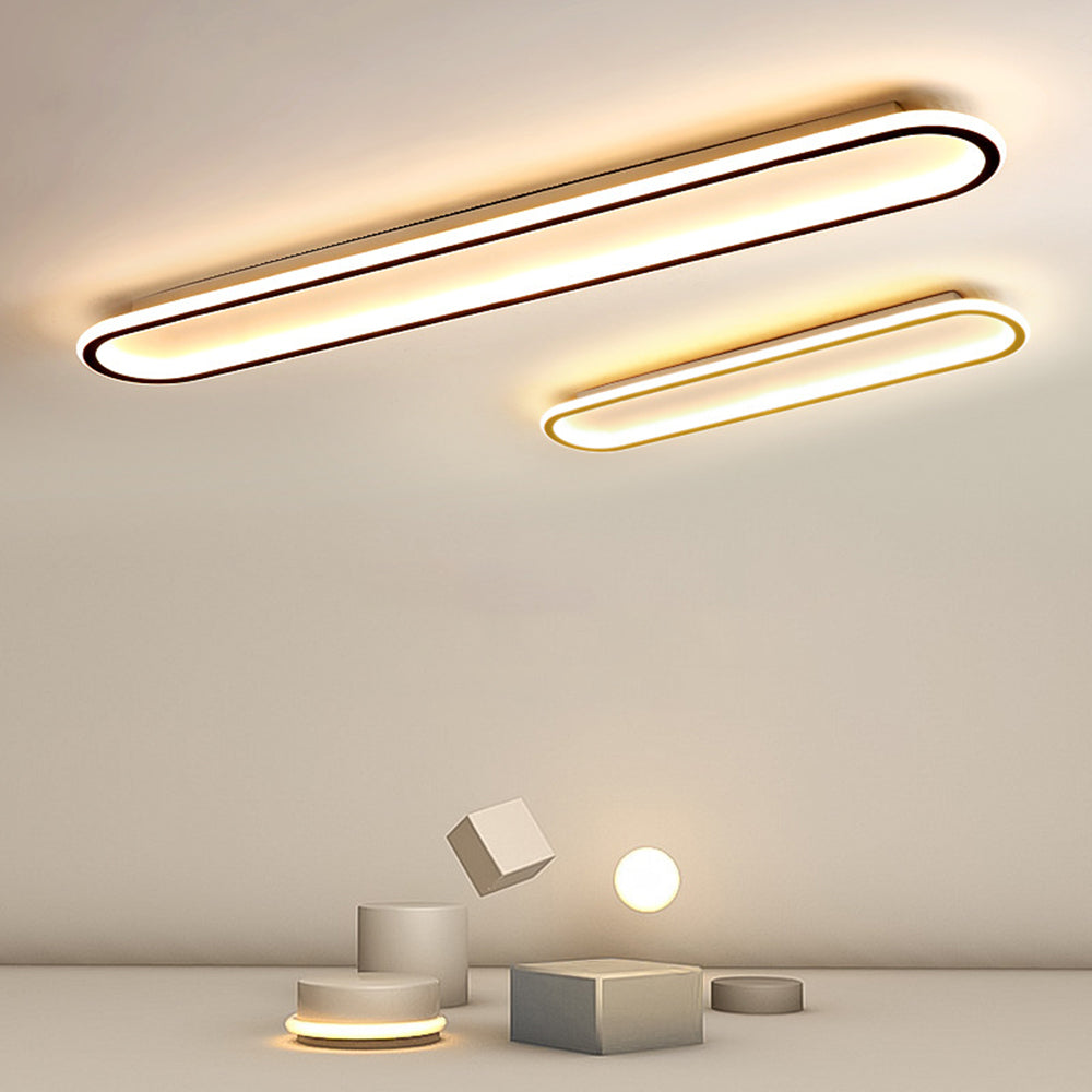 Oval Ceiling Light Fixture with Integrated LED Strip – Modern Flush Mount for Hallway, Bedroom & Living Room