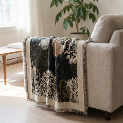 LEAFSCAPE – Abstract Forest Throw Blanket for Artistic Home Style