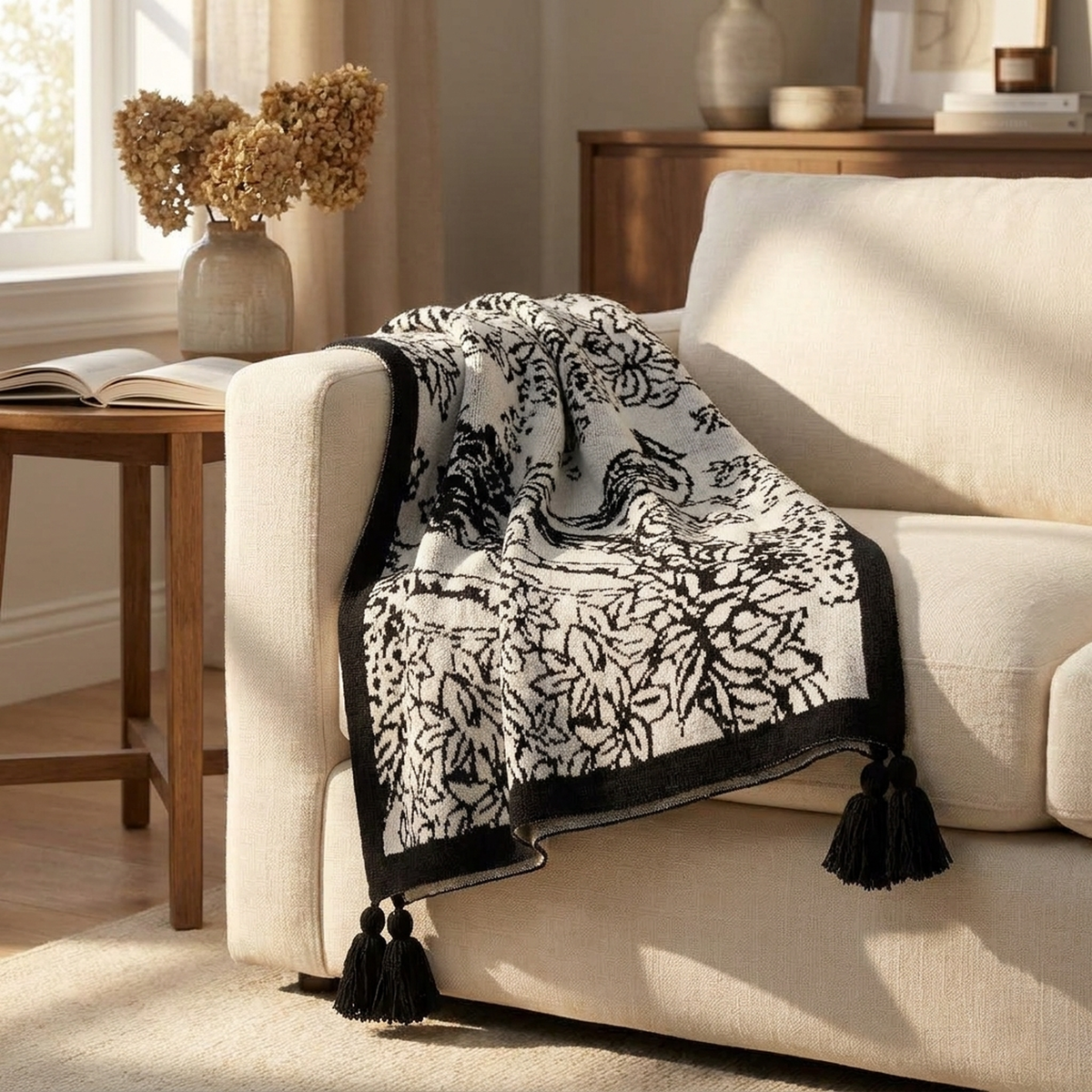 FLORAWING – Vintage Bird Throw Blanket for Elegant Home Comfort