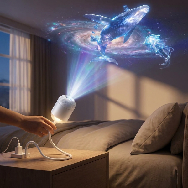 HOLOLUME – Holographic Night Light Projector for Serene Evenings