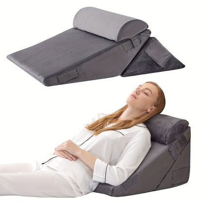 Adjustable Wedge Pillow for Bed – Elevating Support for Back, Legs & Knees with Memory Foam