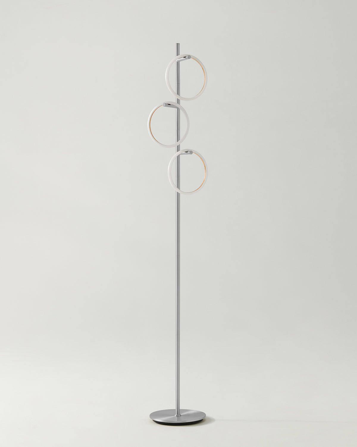 Triple-Ring LED Floor Lamp with Dimmer – 66" Tall Standing Light for Bedroom & Living Areas – Gold Metal Reading Lamp