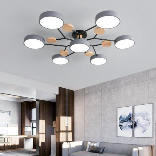 Modern Branch Sphere Semi-Flush Ceiling Light with Integrated LED for Bedrooms & Living Spaces