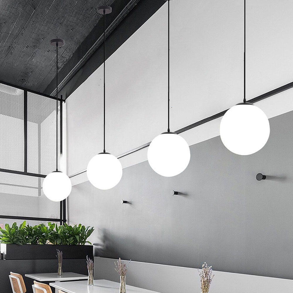 Globe Pendant Light E26 Socket for Kitchen Island Dining Room Bedroom Ceiling Lighting White 10 Inch Sphere Adjustable Hanging Fixture