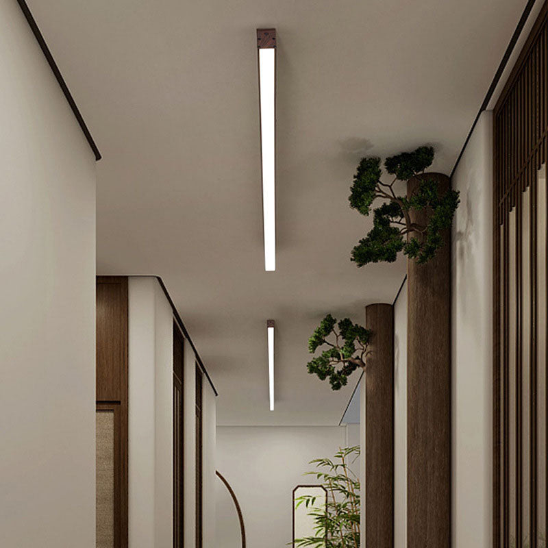 Hardwired Linear LED Ceiling Light with Natural Aluminum Frame & Acrylic Diffuser for Living Room, Bedroom & Entryway
