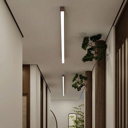 Hardwired Linear LED Ceiling Light with Natural Aluminum Frame & Acrylic Diffuser for Living Room, Bedroom & Entryway