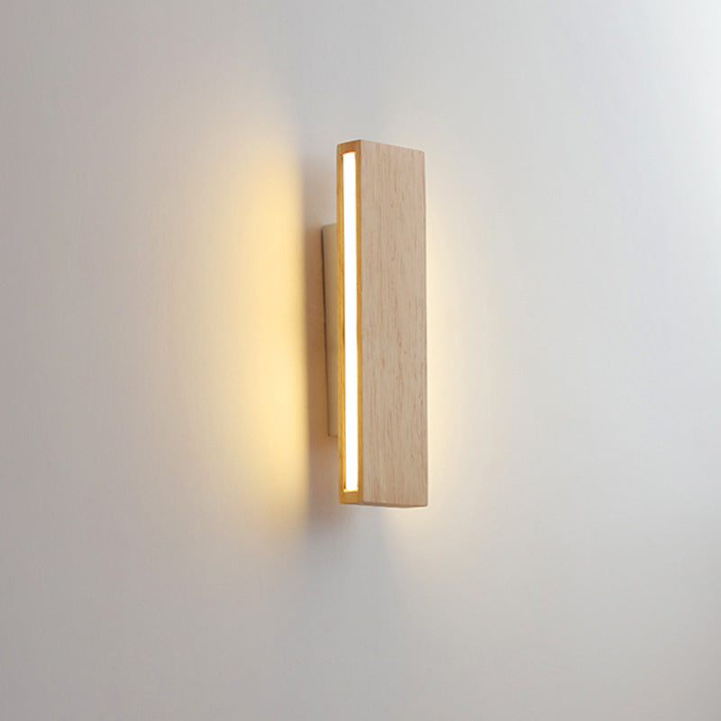 Hardwired LED Wall Sconce with Rotating Wood Frame and Acrylic Diffuser for Hallway, Bedroom, Living Room