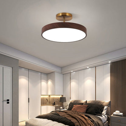 Close-to-Ceiling LED Fixture 12-Inch Iron Round Low-Profile for Hallways Bedrooms Kitchens Entryways Modern Dimmable 3000K-5000K