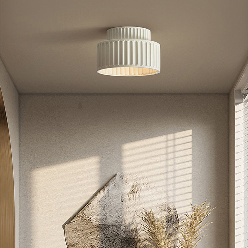 Flush Mount Resin Ceiling Light 10 in White for Low Ceilings Kitchen Hallway Bedroom Dining Room Compact Overhead Fixture E26 Socket