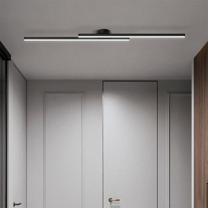 Flush Mount LED Overhead Light | Black Aluminum Linear Low-Profile Fixture for Bedrooms, Entryways & Compact Spaces | Modern Minimalist Desi