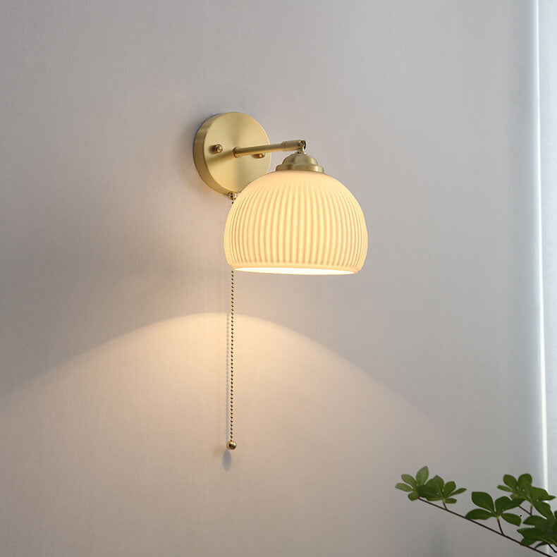Compact Sconce Light Fixture White Shade Brass Accent 6 inch Wide for Bedroom Hallway Reading Nook Ambient Lighting E26 Socket Modern Minima