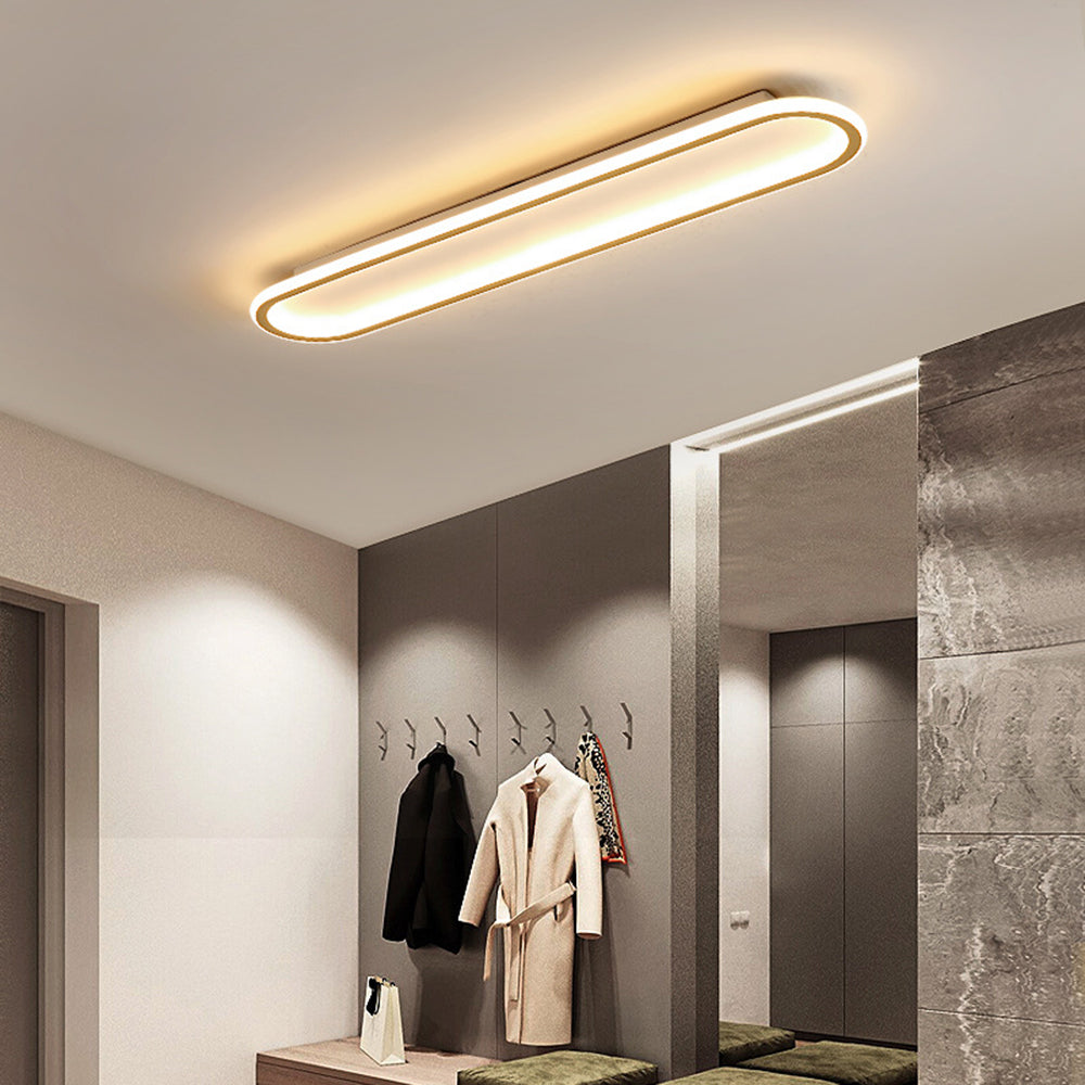 Oval Ceiling Light Fixture with Integrated LED Strip – Modern Flush Mount for Hallway, Bedroom & Living Room