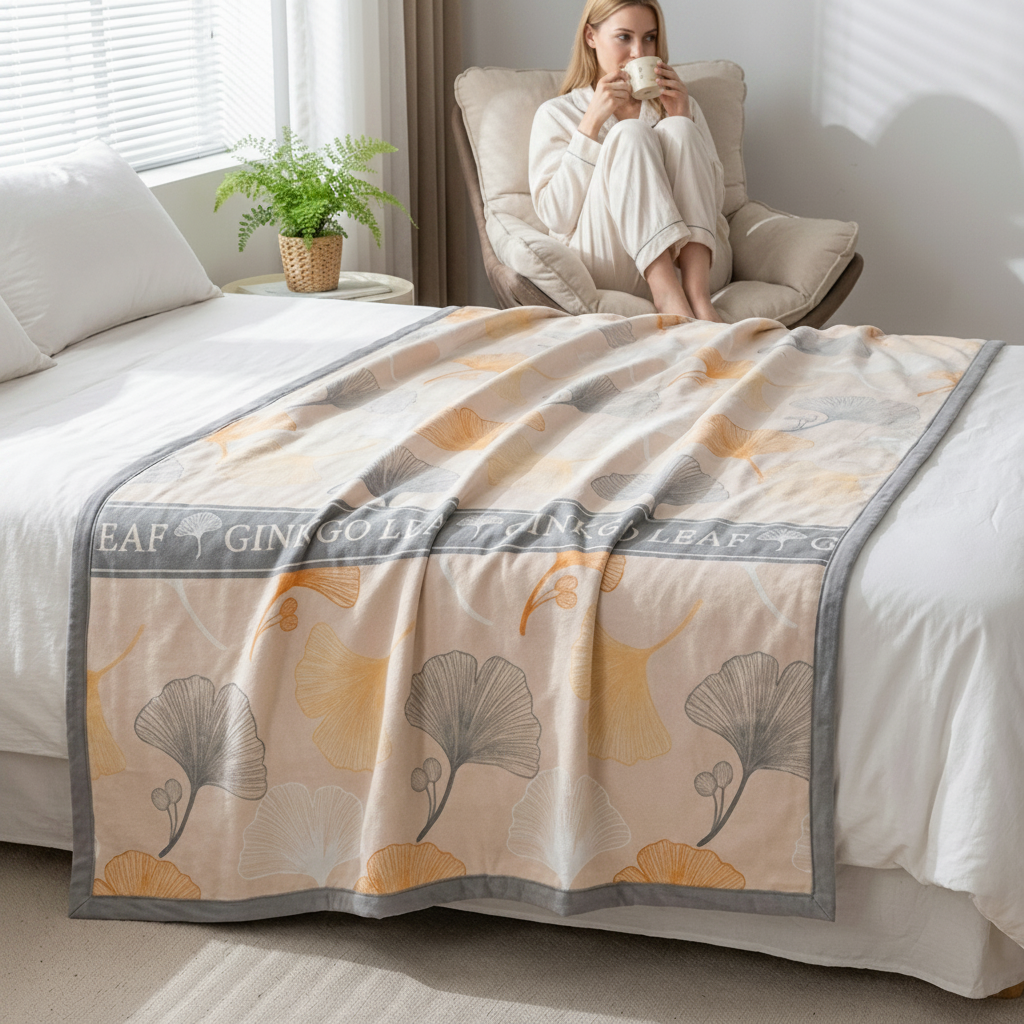FOLIAGEHUSH – Leaf Throw Blanket for Relaxed Home Comfort