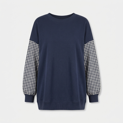 CHECKELLE – Relaxed Patchwork Crew Neck Top