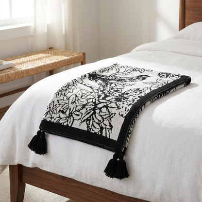 FLORAWING – Vintage Bird Throw Blanket for Elegant Home Comfort
