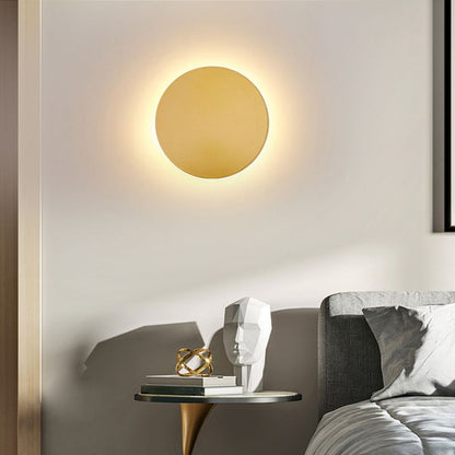 Round Metal Wall Sconce Modern Minimalist LED Light for Bedroom Living Room Black White Gold Finish Hardwired 8 to 20 Inch