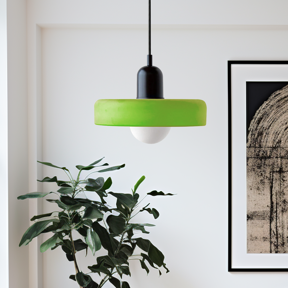 Glass Disc Pendant Light with Adjustable Cord – Modern Ceiling Fixture for Dining Room, Kitchen Island & Living Room