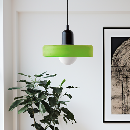 Glass Disc Pendant Light with Adjustable Cord – Modern Ceiling Fixture for Dining Room, Kitchen Island & Living Room