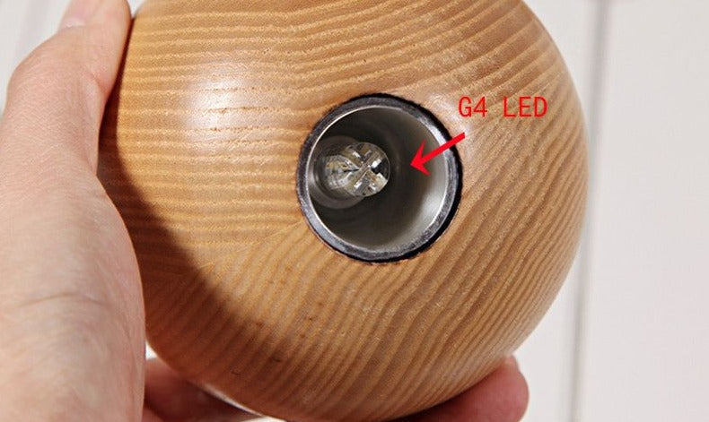 Natural Wood Sphere Pendant Light | Modern Globe Drop Ceiling Lamp for Kitchen Island, Dining Room, Living Room & Restaurant | Adjustable