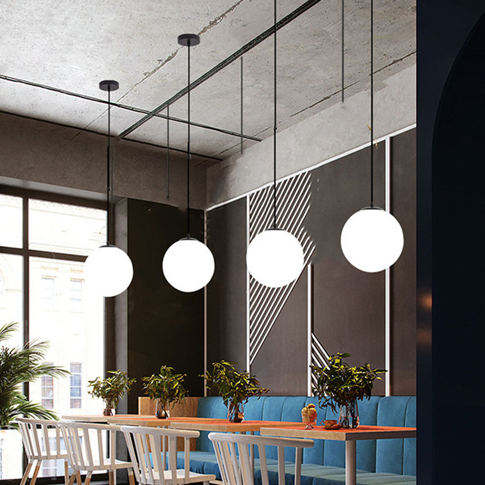 Globe Pendant Light E26 Socket for Kitchen Island Dining Room Bedroom Ceiling Lighting White 10 Inch Sphere Adjustable Hanging Fixture