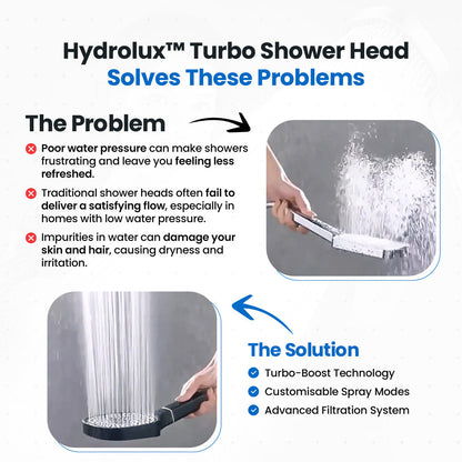 Handheld Showerhead with Filtration System 3 Spray Modes ABS Adjustable Jet Rainfall Massage for Low Pressure Bathrooms Quick Install