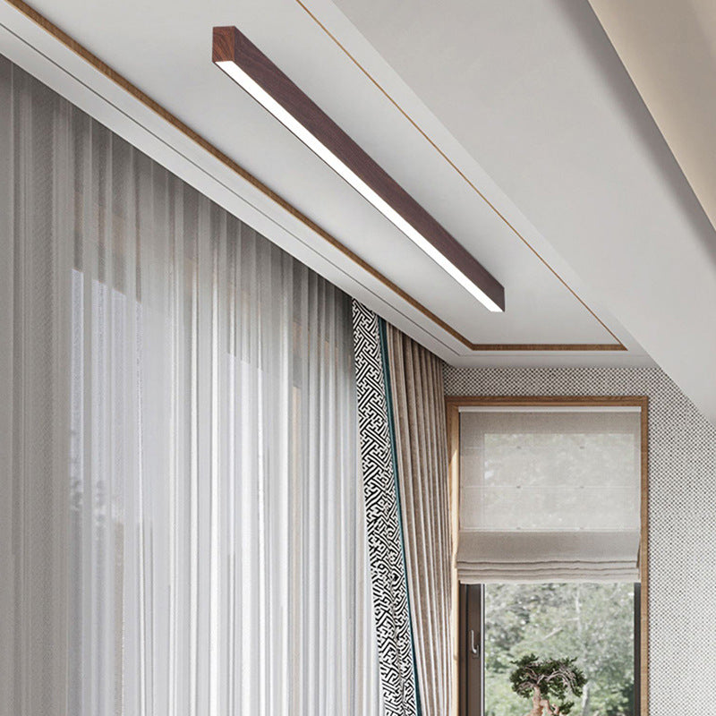 Hardwired Linear LED Ceiling Light with Natural Aluminum Frame & Acrylic Diffuser for Living Room, Bedroom & Entryway