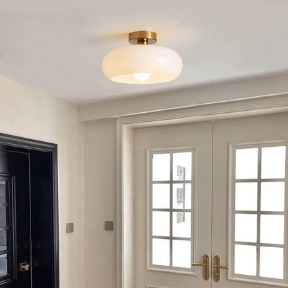 Spherical Glass Ceiling Fixture with Metallic Finish – Contemporary Single-Bulb Lighting for Living Room, Bedroom & Entryway