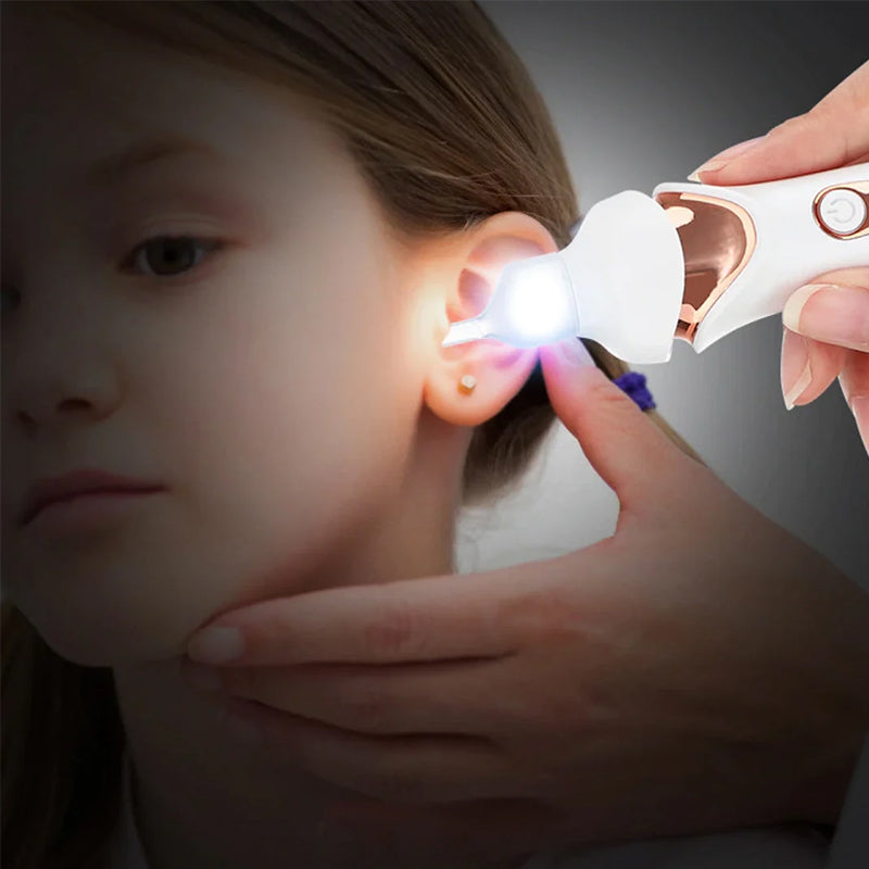 Electric Ear Wax Removal Tool with Soft Silicone Tips for Safe Home Ear Cleaning, USB Rechargeable Cordless Earwax Remover Kit with 5